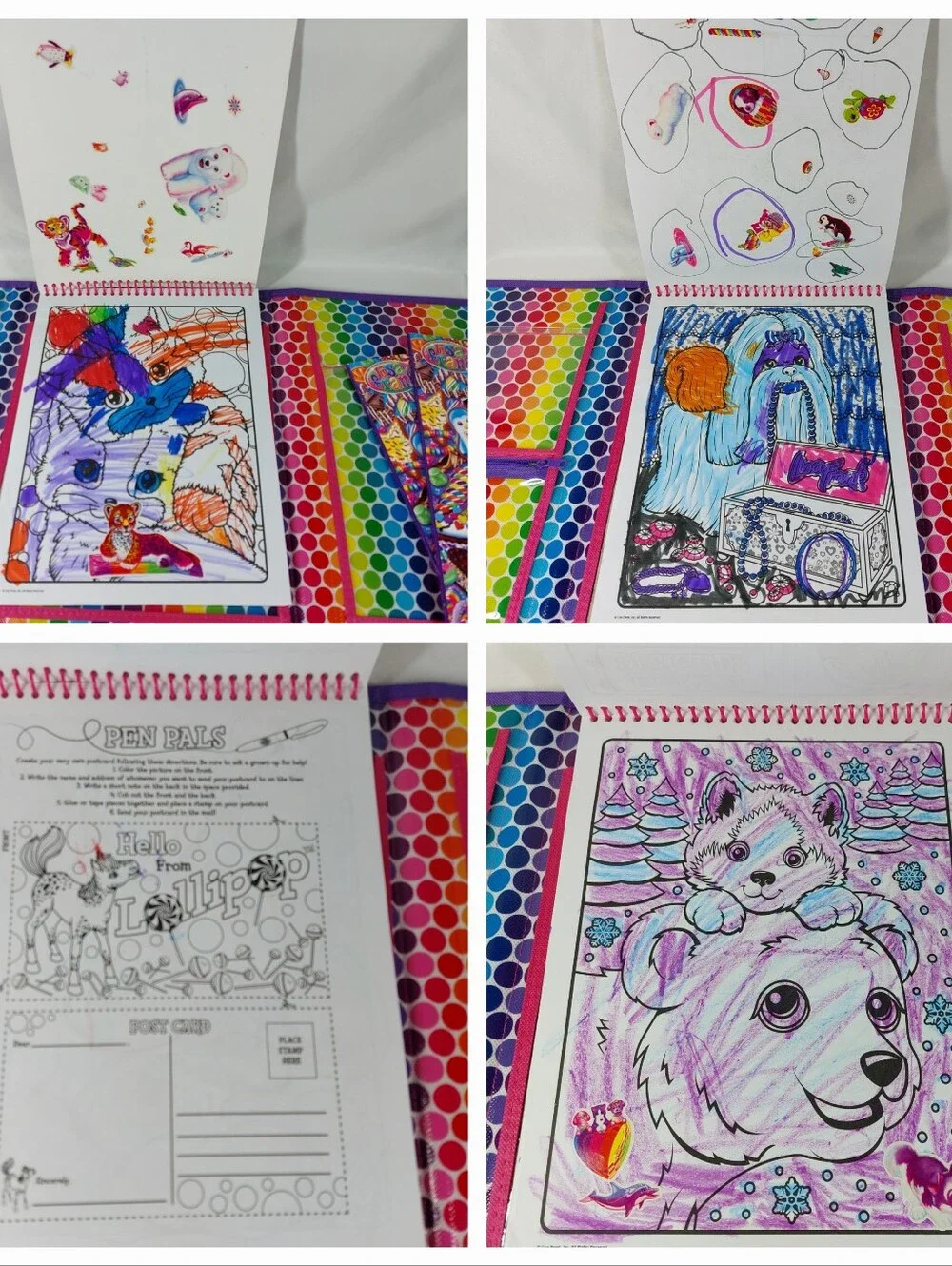 Lisa Frank LOT Used Tikanni Trifold Binder & 2 New Color Activity Books